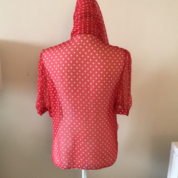 Valentino Red and white polkadot blouse scarf- button up with beautiful … - Picture 7 of 10